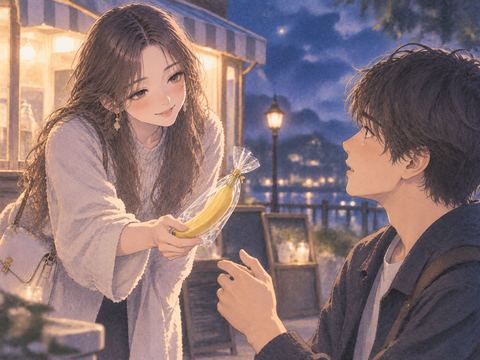 見知らぬ女性から軽食を勧められる成人男性