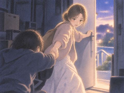 閉じた扉を開けて人を外へ導く人物
