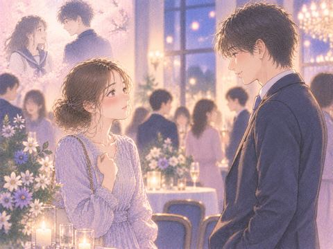同窓会で元彼と穏やかに向き合う女性
