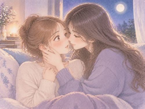 顔を近づけ胸の高鳴りに驚く女性の夢の場面