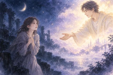 暗い場所から明るい方へ手を差し伸べられる人物