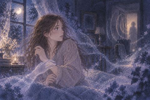 夜の夢の中で手首に触れる感覚と遠い声に驚く人物