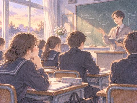 教室で先生の話を聞く学生