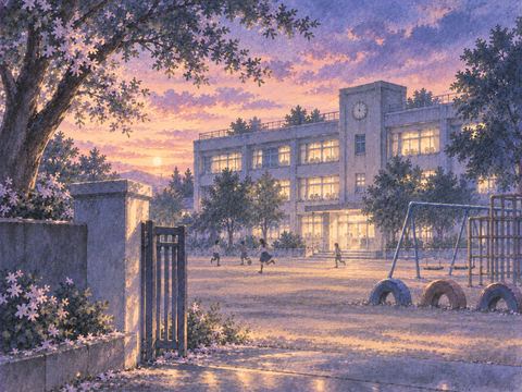 懐かしい小学校の校舎と校庭
