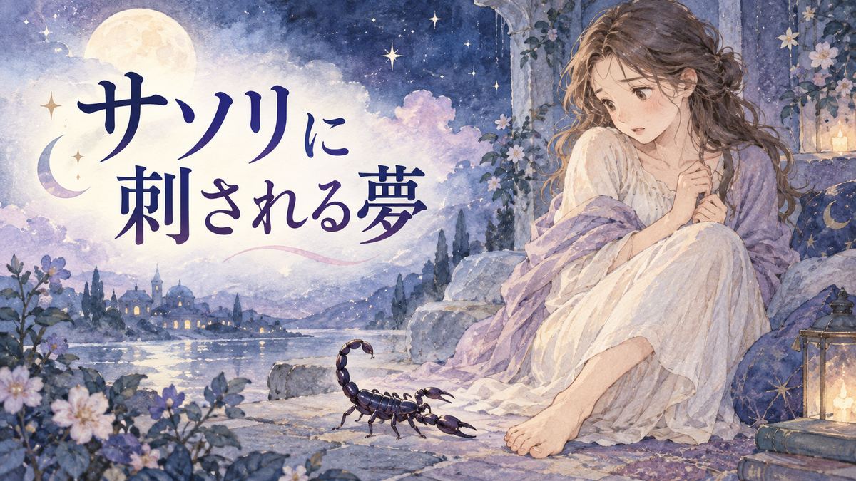 夜の夢でサソリを警戒する大人の女性