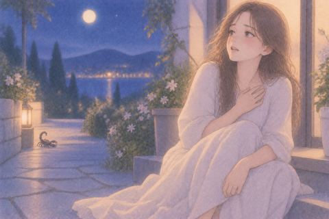 刺されたあと安堵して座る女性