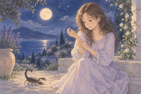 サソリに刺されても落ち着いている女性