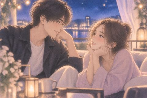 推しと近くで笑い合う女性の幸せな夢