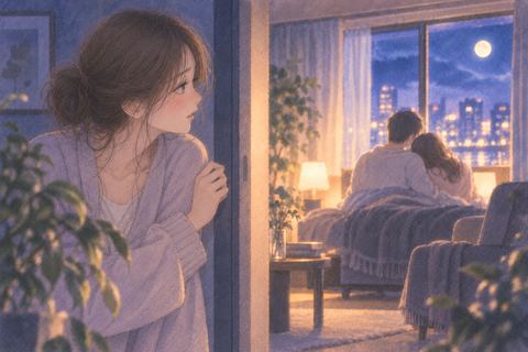 遠くで寄り添う二人を少し離れた場所から見ている人物の夢