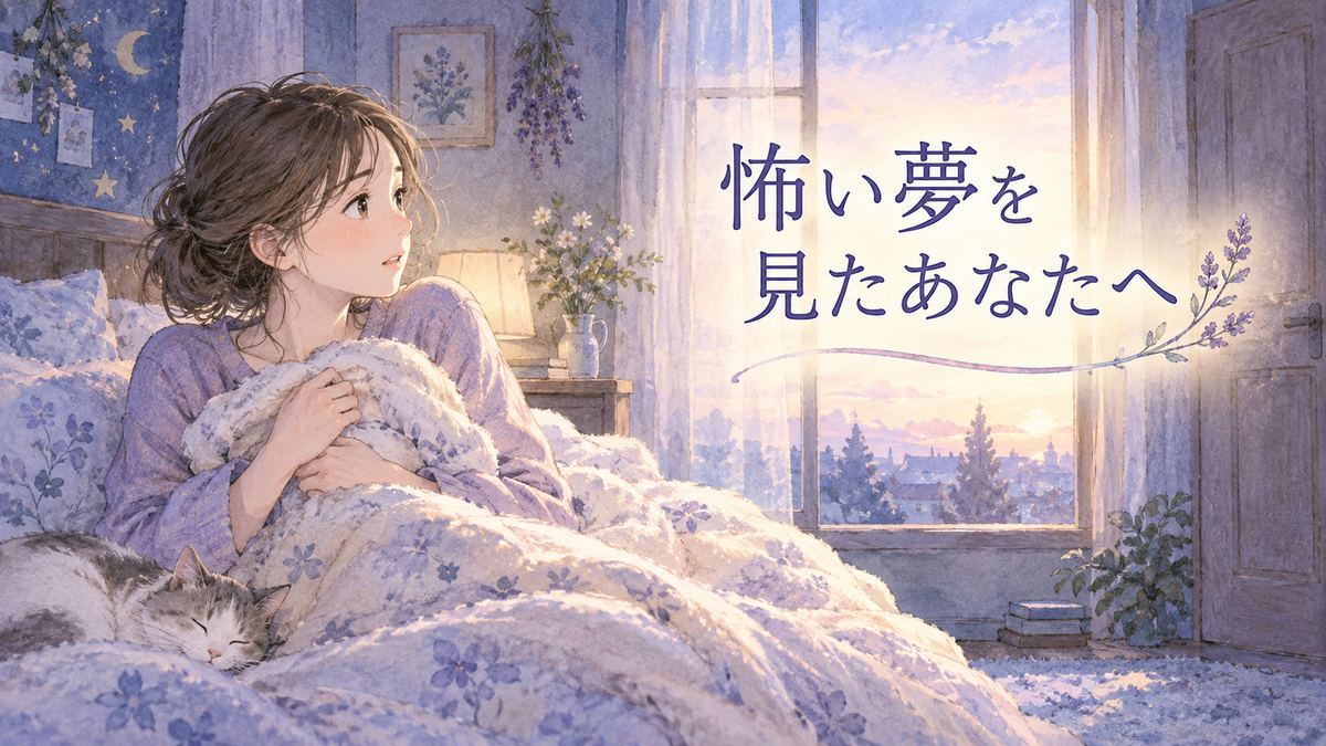 夜明け前の部屋で毛布を抱き安心を取り戻す女性