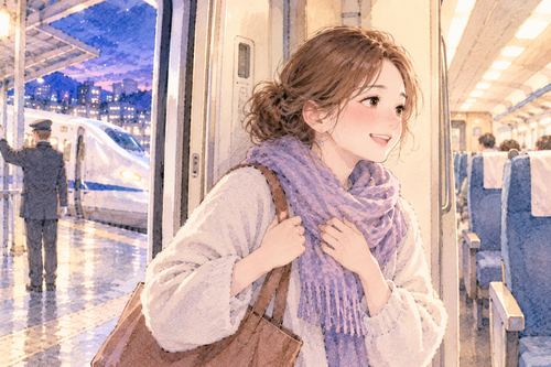 発車直前の新幹線に間に合った女性
