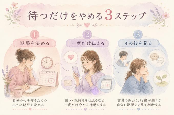 自分の期限を決め、一度行動し、その後の反応を見る3段階の流れ