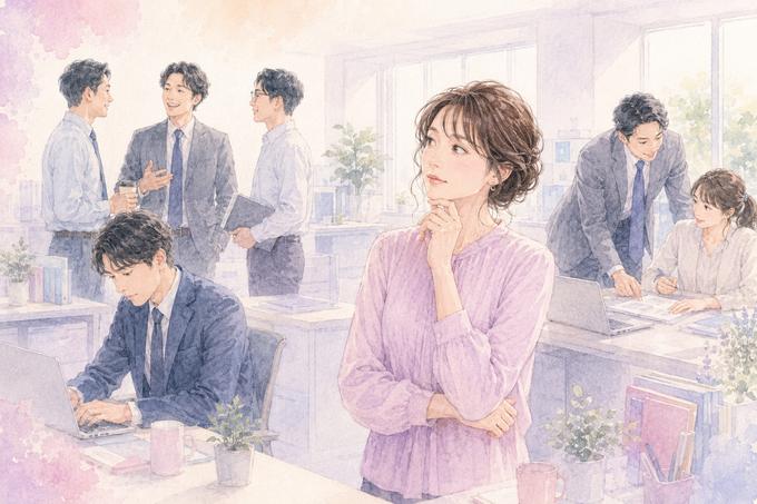 同じ職場でも性格や役割の違う男性たちを見ながら考える女性