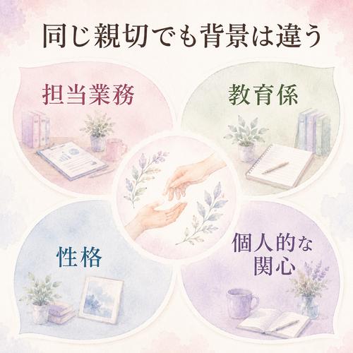 職場での親切に複数の背景があることを整理した図