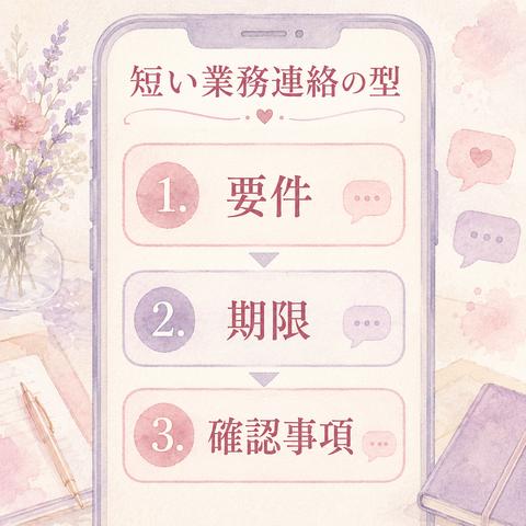業務連絡を要件・期限・確認事項の三つに整理した図