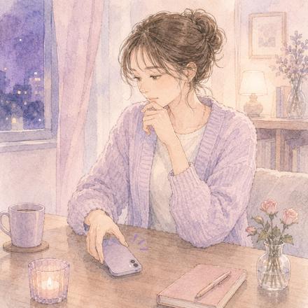 元恋人のSNSを見ずスマートフォンを伏せる女性