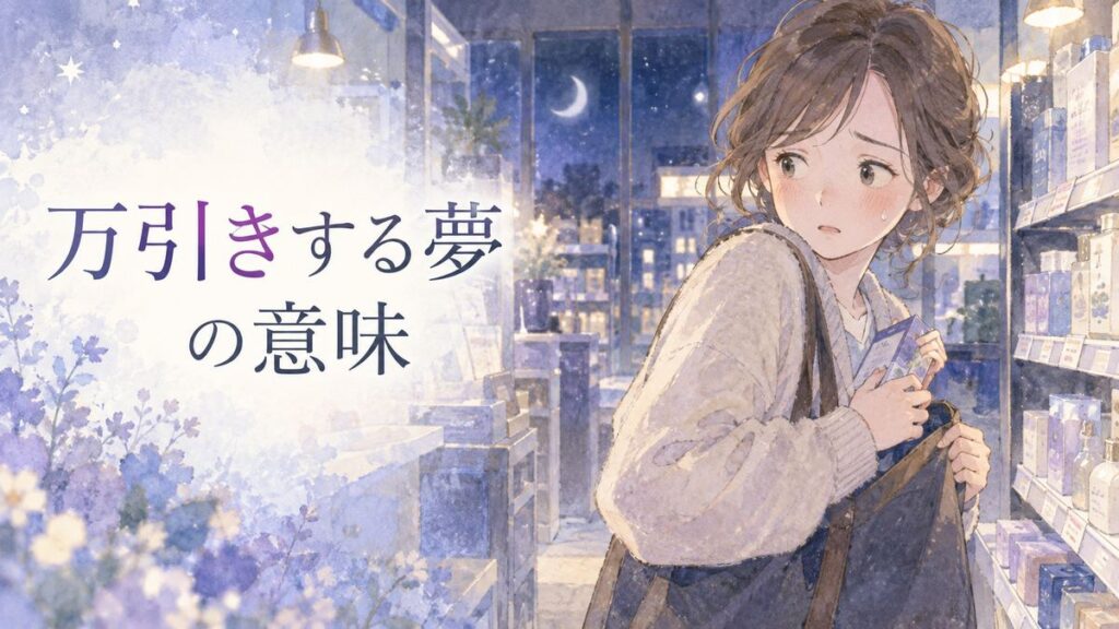 夜の店内で商品を手に戸惑う大人の女性