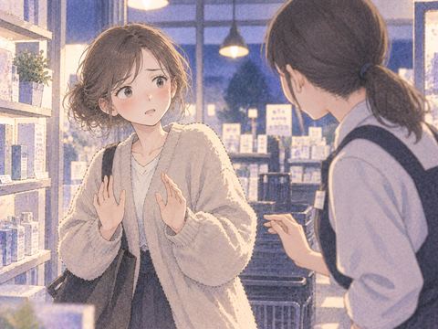 何も持たず店員に疑われ戸惑う女性