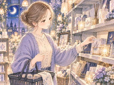商品を棚へ静かに戻す女性