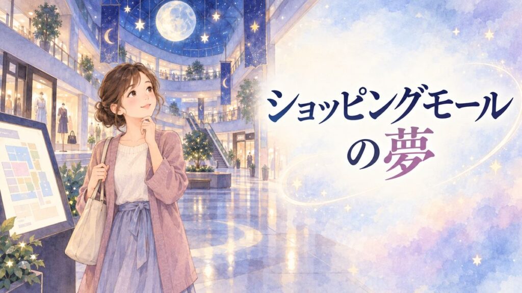 夜のショッピングモールで行き先を考える女性