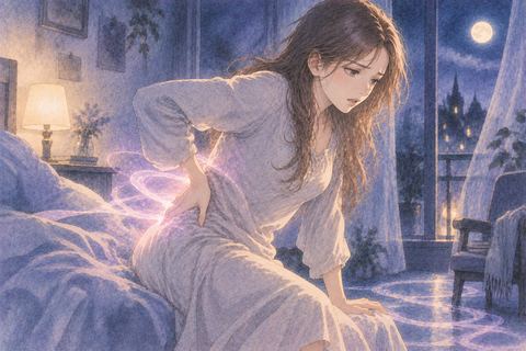 腰を押さえながら支えを失いかける人物の夢