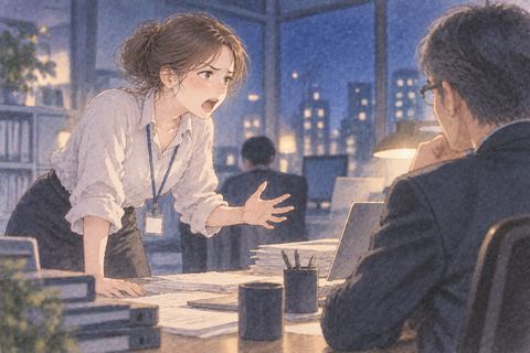 職場で上司に思い切って声を上げる女性