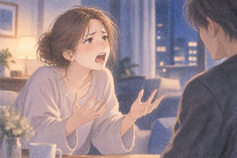 涙を流しながら切実に声を上げる女性