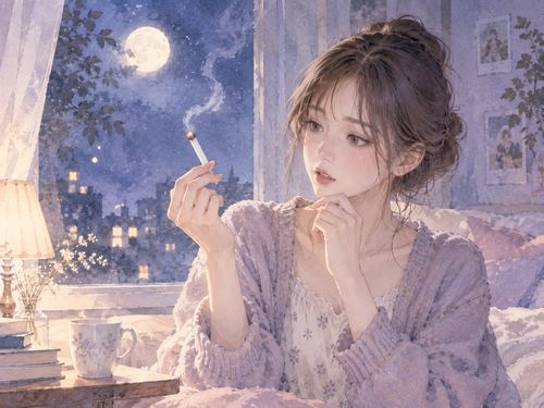 初めてのタバコを戸惑いながら持つ女性の夢の場面