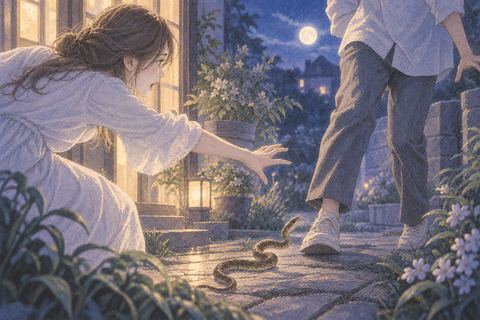 蛇に近づかれた家族へ手を伸ばす人物の夢