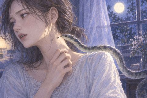 首元へ蛇が近づき身を固くする人物の夢