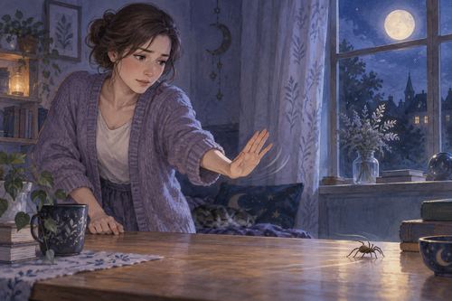近づく蜘蛛を手で遠くへ追い払う人物の夢