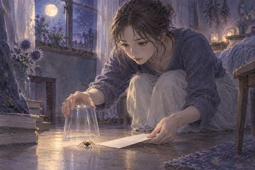 透明なコップで蜘蛛を捕まえようとする人物の夢