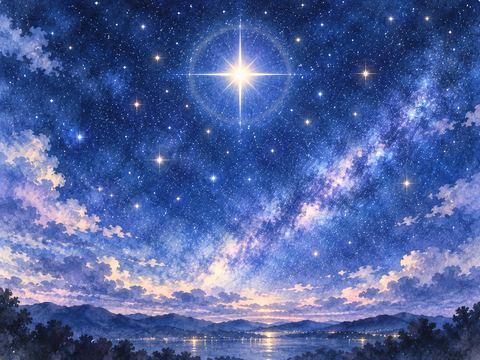 夜空でひときわ綺麗に輝く一つの星