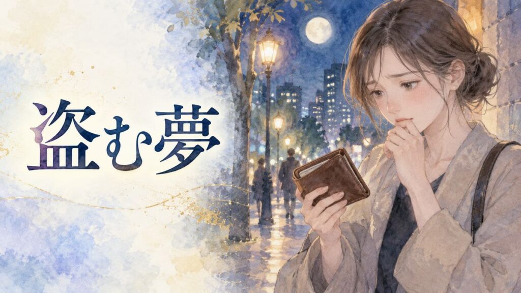 財布を手にして戸惑う大人の女性と夜の街