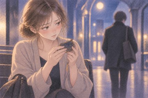 見知らぬ人の小物を手に取る女性