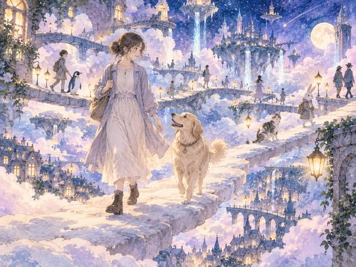 空を歩く人と自然に会話する動物の夢