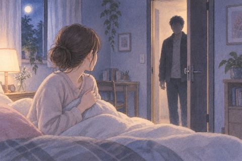夜の自室に知らない人が入ってきて戸惑う人物の夢