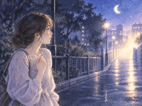 突然の出来事に立ち止まる女性の横顔