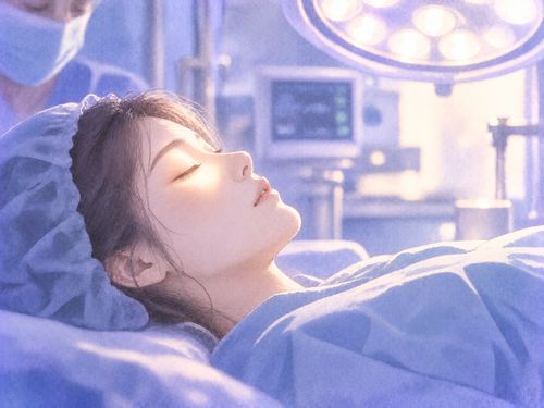 目元に淡い光を受ける手術前の女性