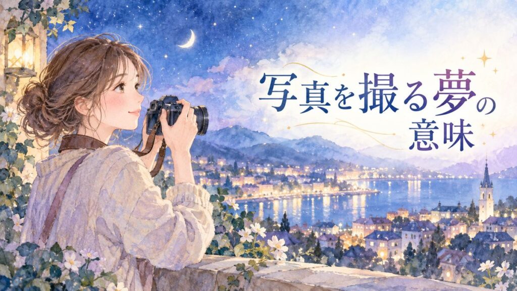 夜景へカメラを向ける大人の女性と夢の光景