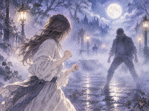 顔のはっきりしない知らない人物と向かい合う夢の場面