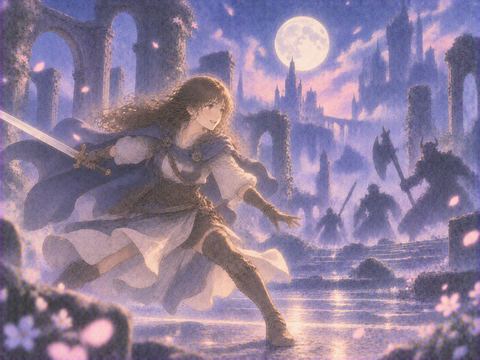 幻想的な戦いを楽しみながら軽やかに構える人物