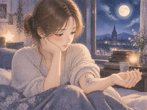 腕の模様を見ながら考える人物の夢