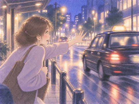 夜道でタクシーを止めようとしても捕まらない人