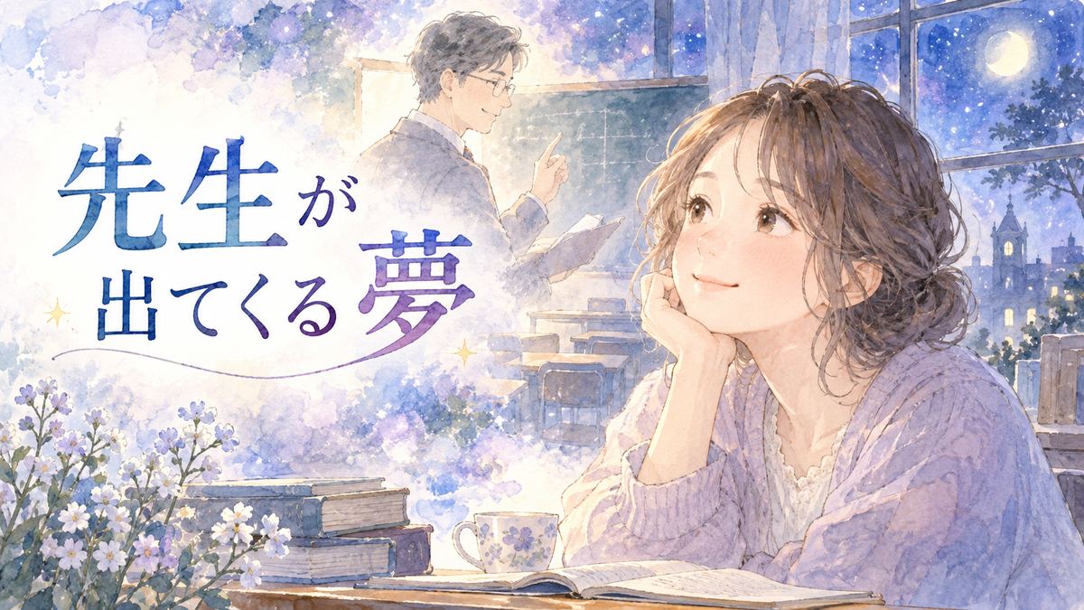夜の教室を思い浮かべる大人の女性と先生の姿