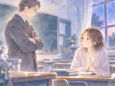 苦手な先生を前に緊張する女性