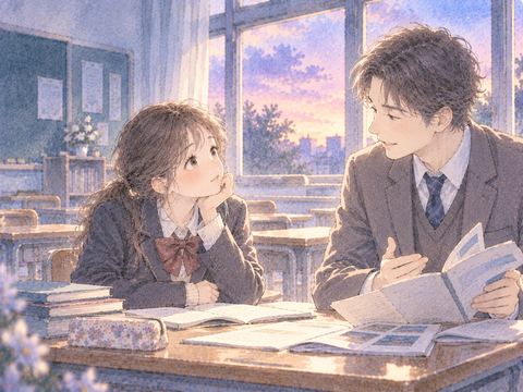 高校の先生と進路について話す生徒