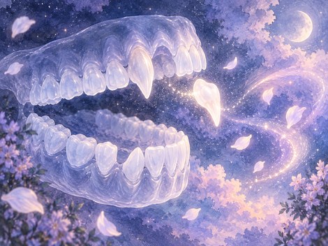 少し尖った歯が一つ離れ柔らかな光に包まれる夢の場面