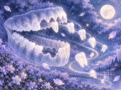複数の歯が順番に離れていく夢の場面