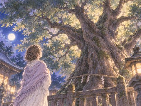 寺の境内に立つ大きな古木